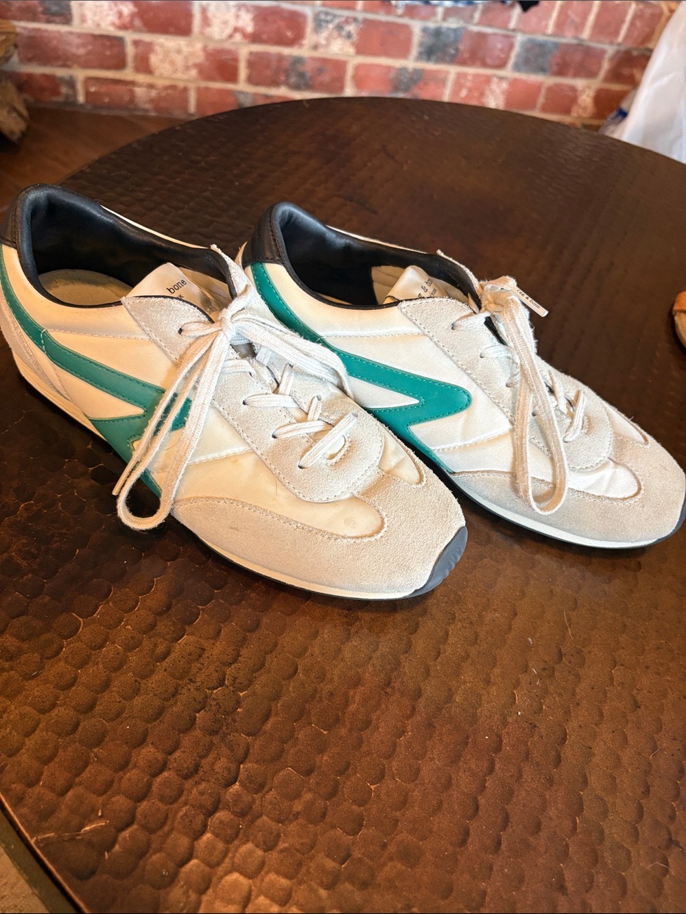 Rag & Bone Retro Runner Sneakers White Suede Leather Teal Size 8
